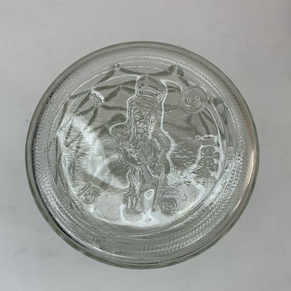 Vintage 1984 Planters Mr. Peanut Diamond Pattern Clear Glass Jar With Lid - Picture 6 of 10
